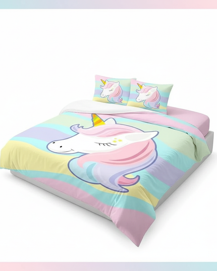 pastel wave kawaii unicorn bedding - white-bg