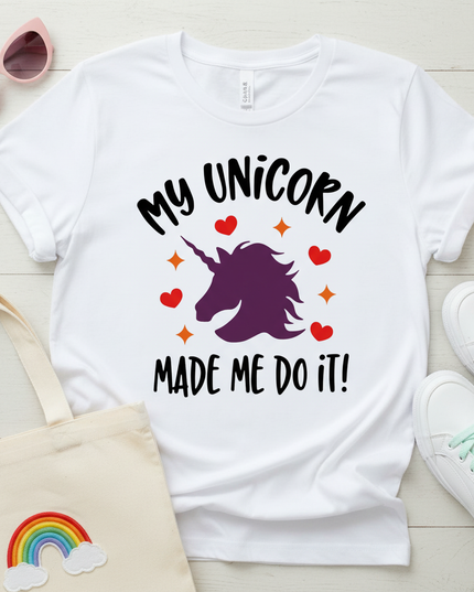 peach unicorn shirt - flat-lay