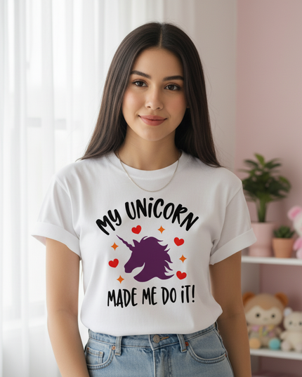 peach unicorn shirt - lifestyle