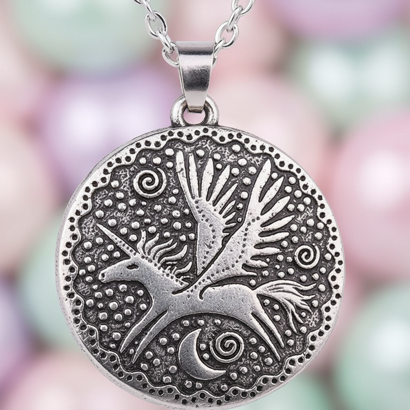 pegasus unicorn necklace - detail