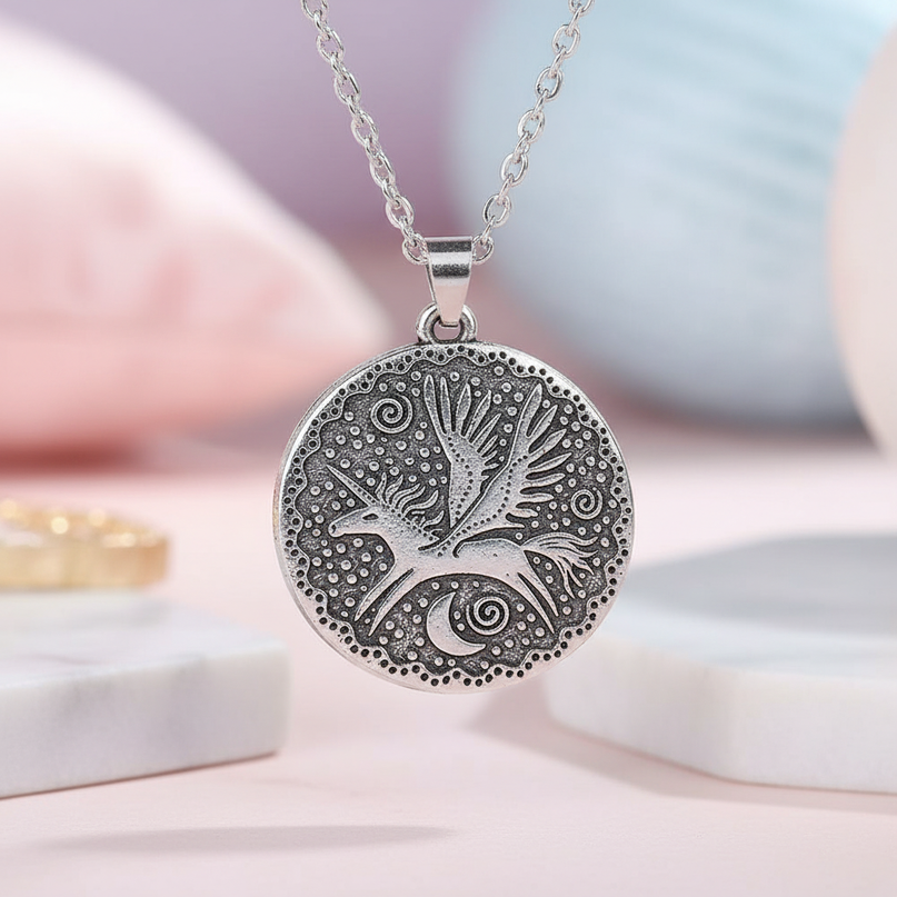 pegasus unicorn necklace - lifestyle