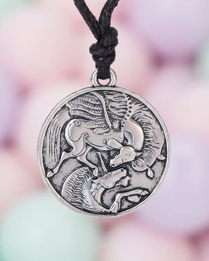 pegasus vs unicorn necklace - detail