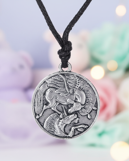 pegasus vs unicorn necklace - lifestyle
