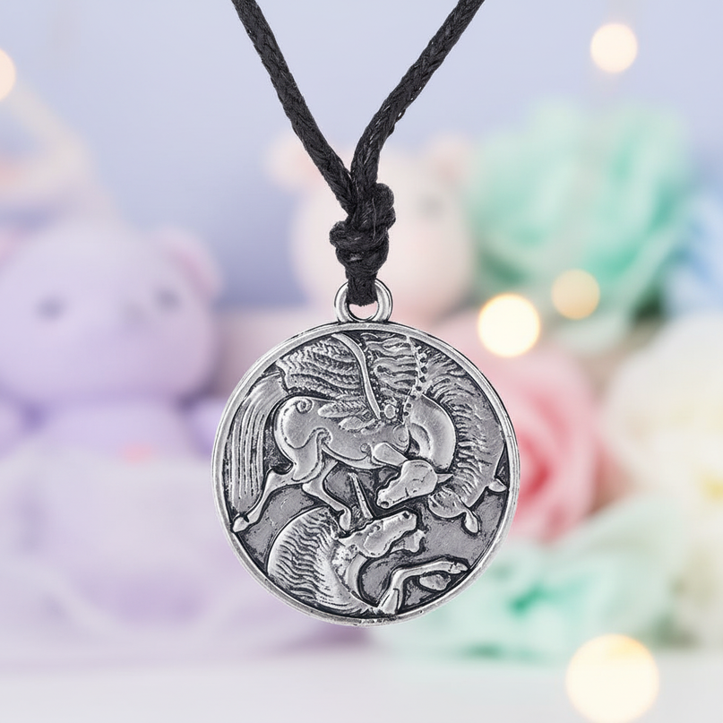 pegasus vs unicorn necklace - lifestyle