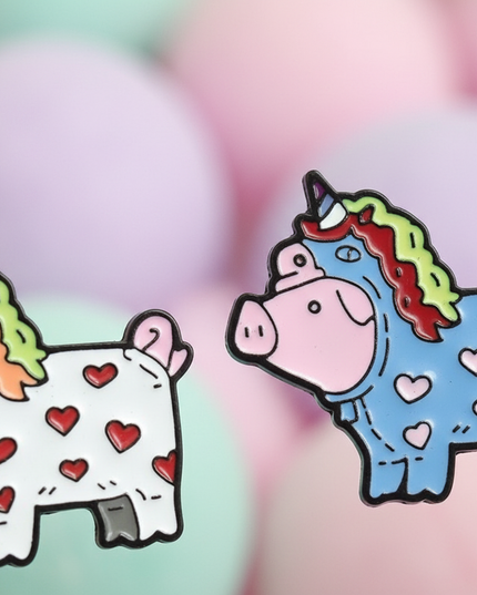 pig unicorn earrings - detail