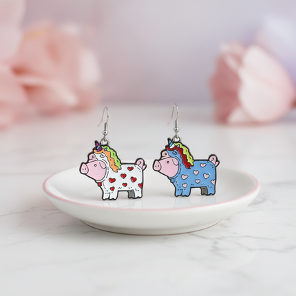 pig unicorn earrings - lifestyle