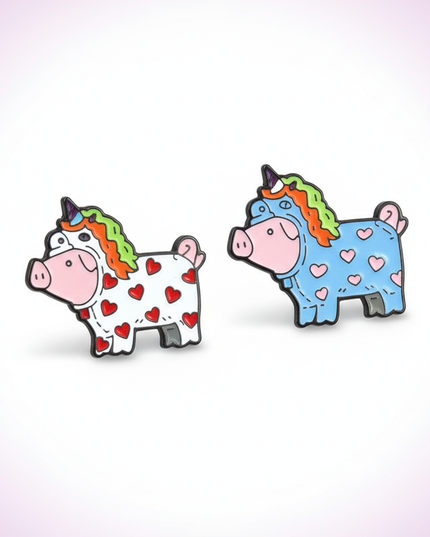 pig unicorn earrings - white-bg