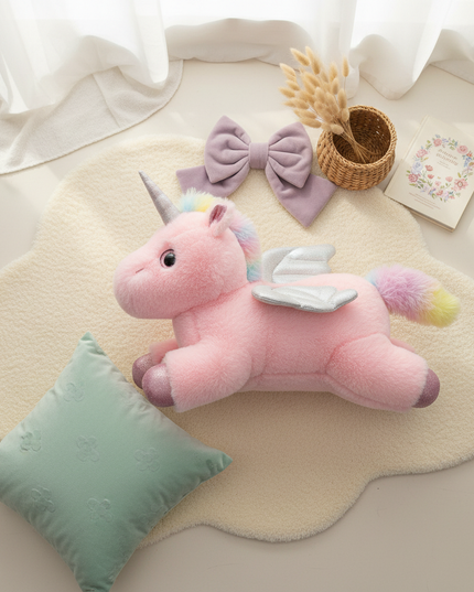 pink alicorn plush - flat-lay