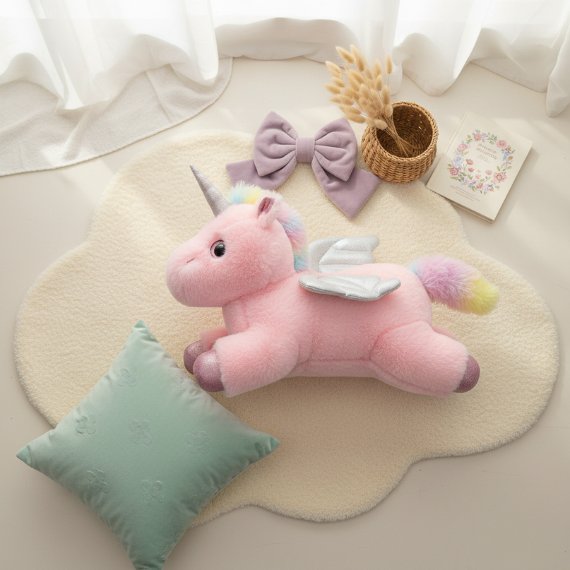pink alicorn plush - flat-lay