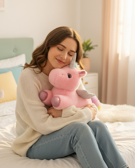 pink alicorn plush - in-use