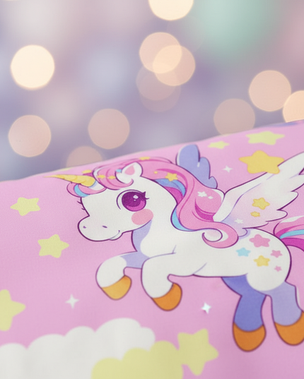 pink allover pegasus unicorn bedding - detail