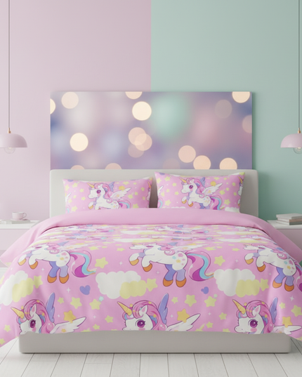pink allover pegasus unicorn bedding - lifestyle