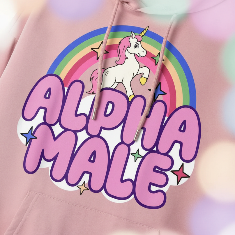 pink alpha male sarcastic hoodie - detail