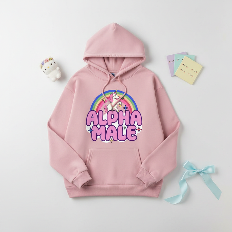 pink alpha male sarcastic hoodie - flat-lay