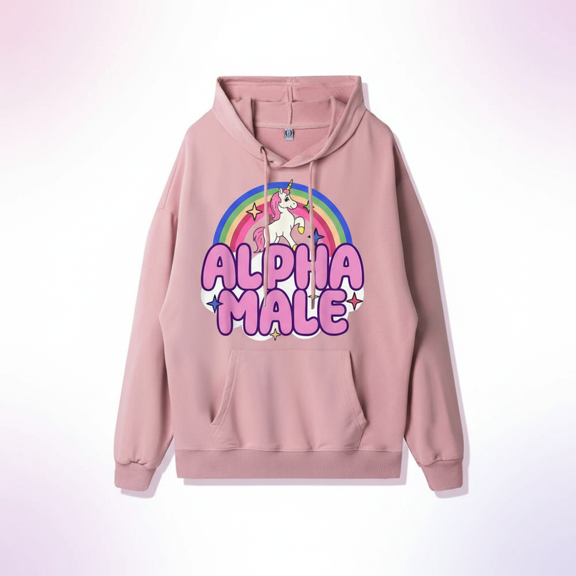 pink alpha male sarcastic hoodie - white-bg