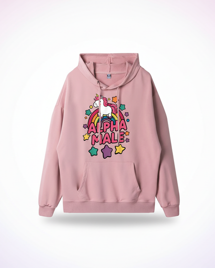 pink alpha male unicorn hoodie - white-bg