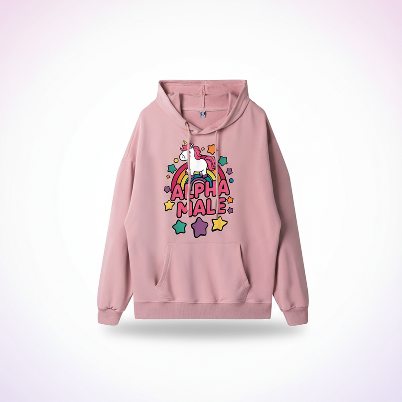 pink alpha male unicorn hoodie - white-bg