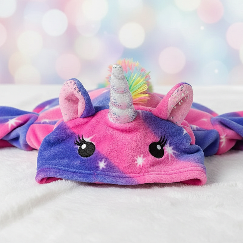 pink and purple unicorn onesie - detail