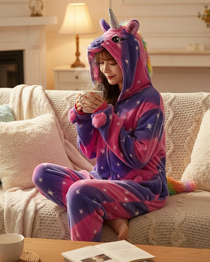 pink and purple unicorn onesie - lifestyle