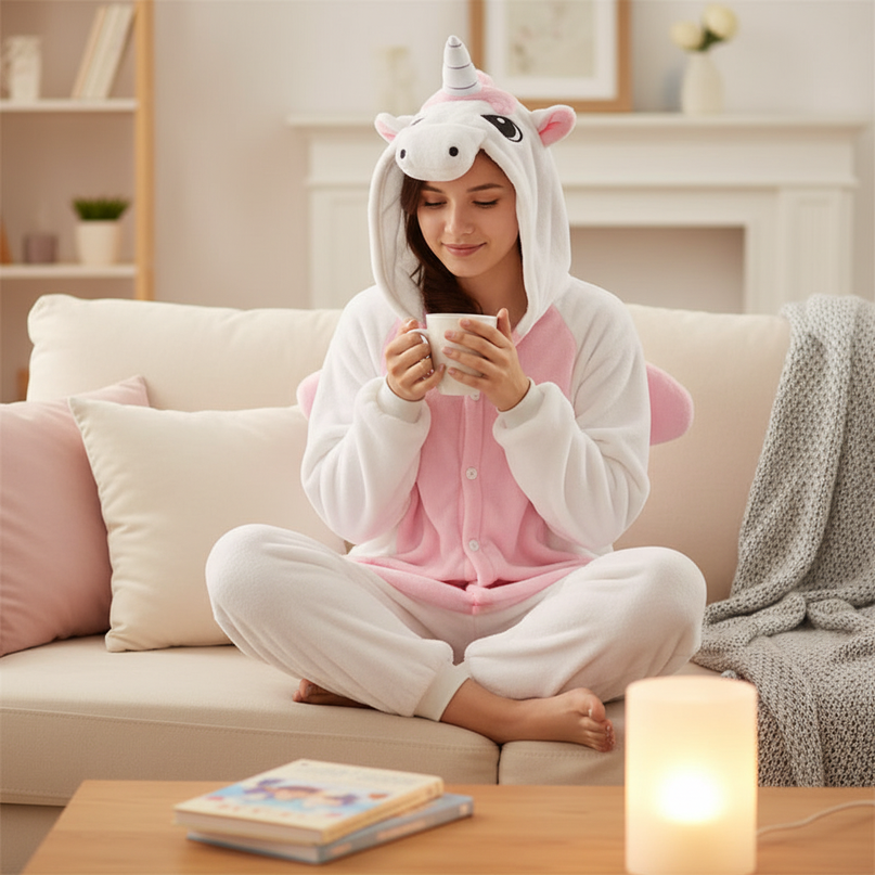 pink and white unicorn onesie - lifestyle