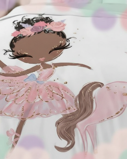 pink ballerina girl unicorn bedding - detail