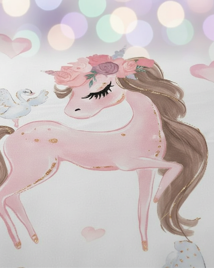 pink ballerina swan unicorn bedding - detail