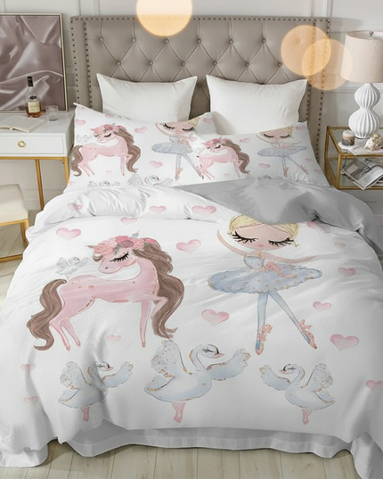pink ballerina swan unicorn bedding - lifestyle
