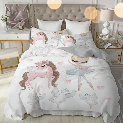 pink ballerina swan unicorn bedding - lifestyle