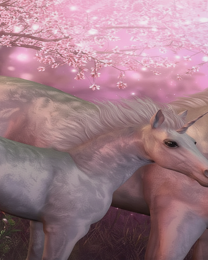 pink blossom unicorn bedding - detail