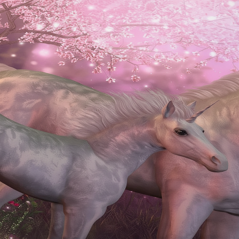 pink blossom unicorn bedding - detail