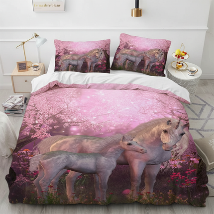 pink blossom unicorn bedding - lifestyle