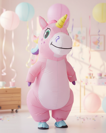 pink blow up unicorn full body costume - lifestyle