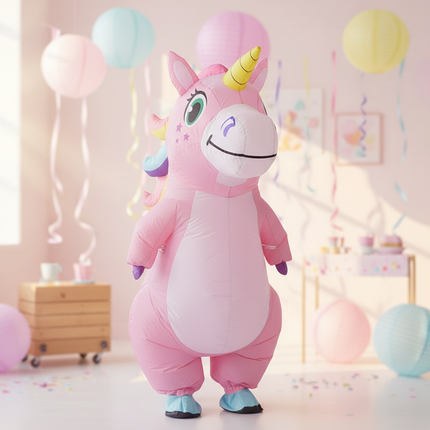 pink blow up unicorn full body costume - lifestyle