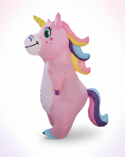 pink blow up unicorn full body costume - white-bg