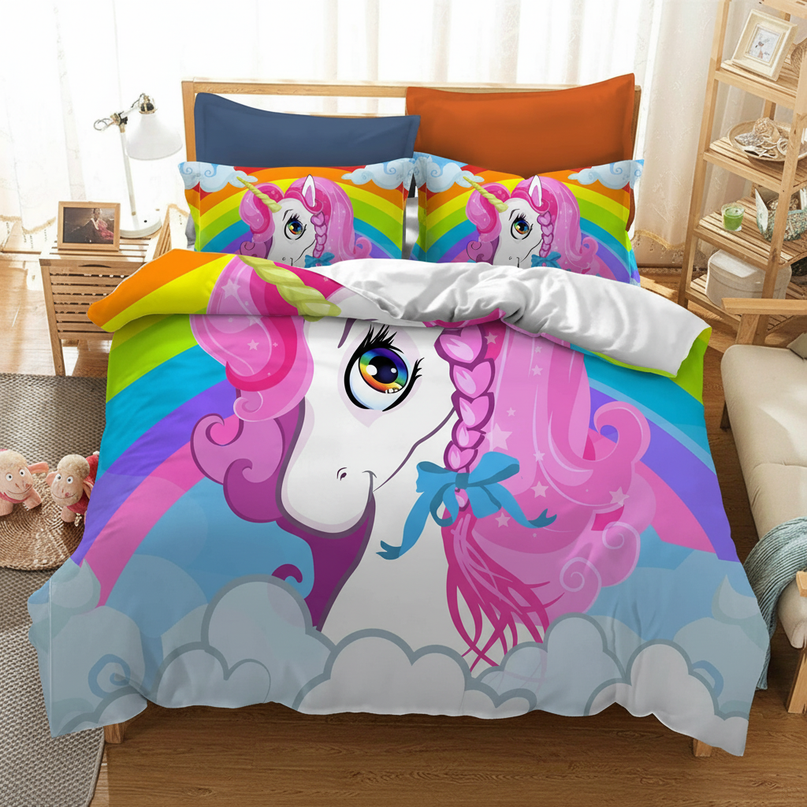 pink braided mane unicorn bedding - lifestyle
