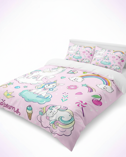 pink candy dreams unicorn bedding - white-bg