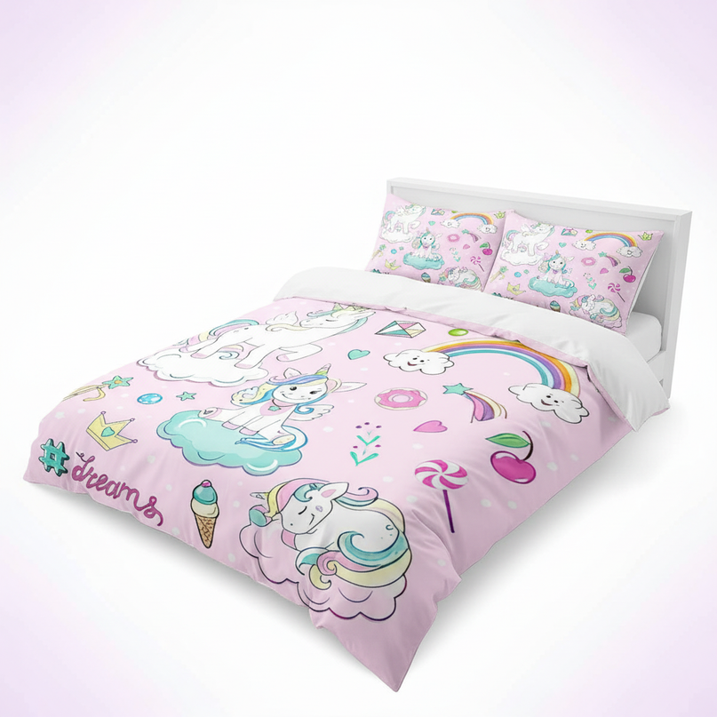 pink candy dreams unicorn bedding - white-bg