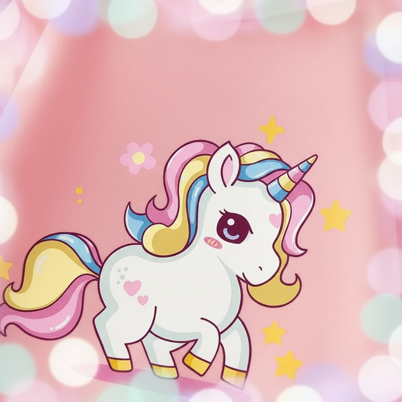 pink cartoon unicorn hoodie - detail