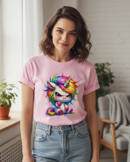 pink cartoon unicorn shirt - lifestyle