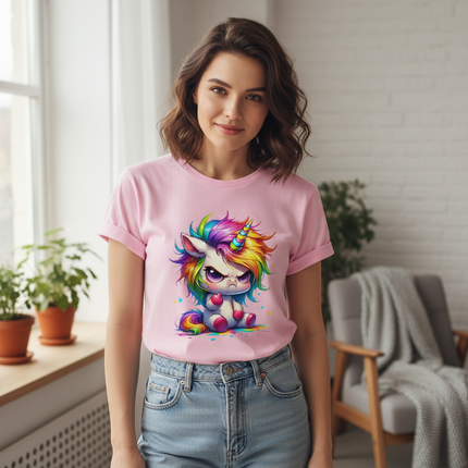 pink cartoon unicorn shirt - lifestyle
