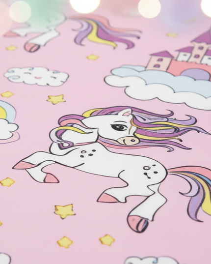 pink castle gallop unicorn bedding - detail