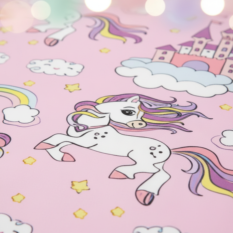 pink castle gallop unicorn bedding - detail
