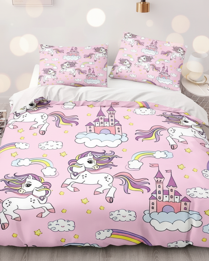 pink castle gallop unicorn bedding - lifestyle