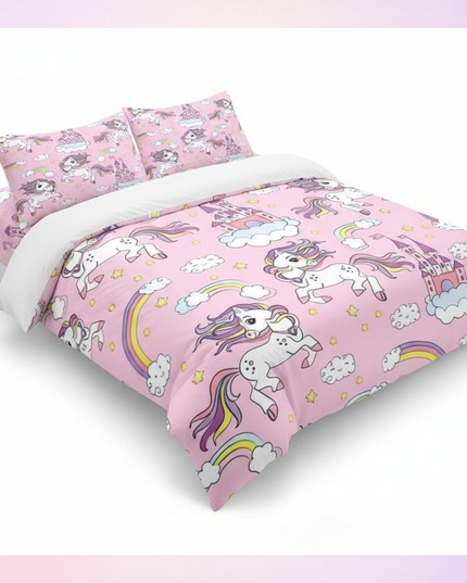 pink castle gallop unicorn bedding - white-bg