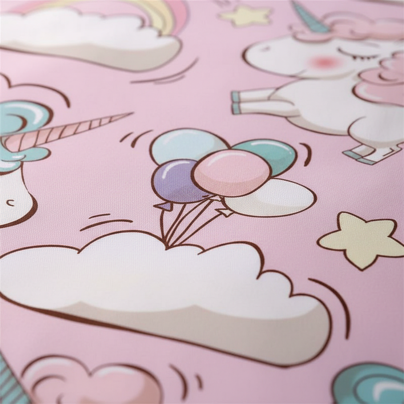 pink cloud allover unicorn bedding - detail