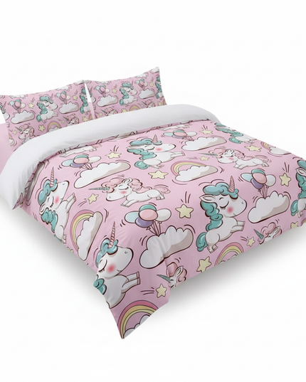 pink cloud allover unicorn bedding - white-bg
