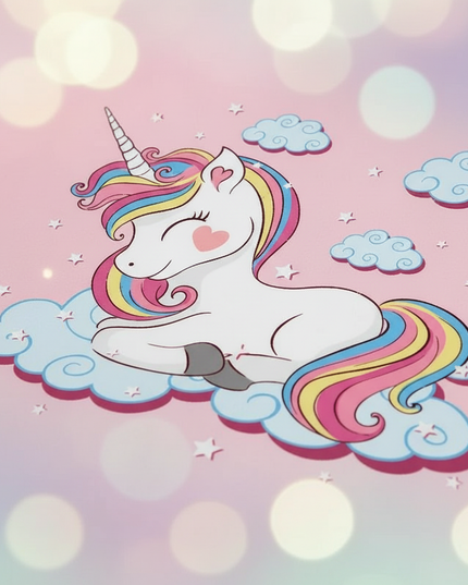 pink cozy cloud unicorn bedding - detail
