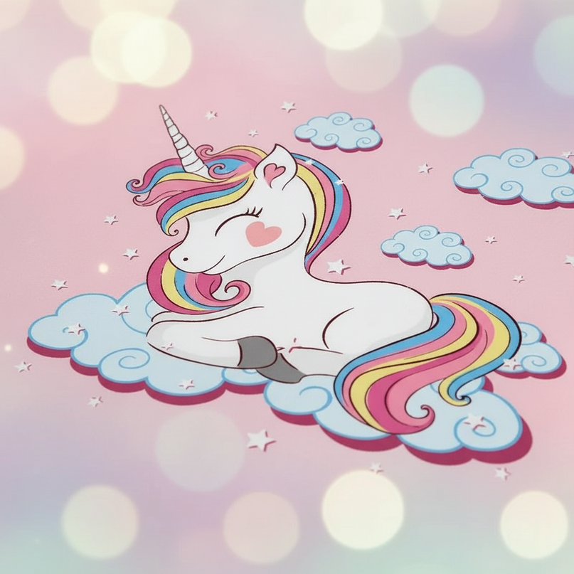 pink cozy cloud unicorn bedding - detail