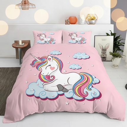 pink cozy cloud unicorn bedding - lifestyle