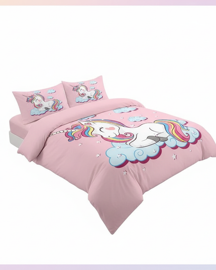 pink cozy cloud unicorn bedding - white-bg